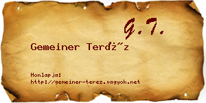 Gemeiner Teréz névjegykártya